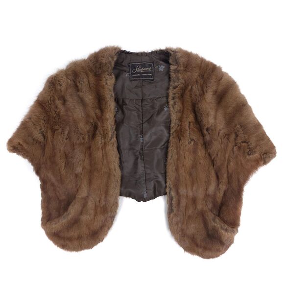 VINTAGE Genuine Fur Shrug Cardigan Bolero Wrap 90s Y2k Ballet Soft Girl Coquette - Picture 1 of 6